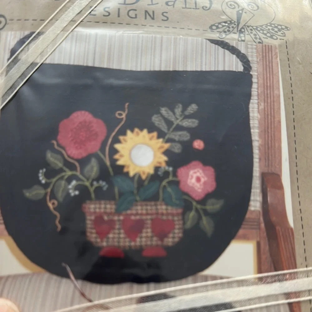 Folk Floral Wool Cottagecore Purse Set New - Picture 13 of 16